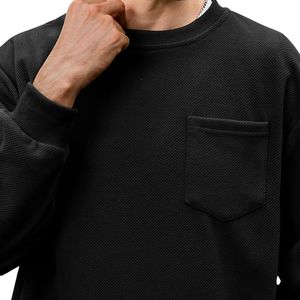 Custom True <b>Black</b> Ultra Soft Terry <b>Sweatshirt</b> Front Pocket Baggy Fit Wholesale Warm Daily Casual <b>Men</b> Drop Shoulder <b>Sweatshirts</b> - Product Image 3