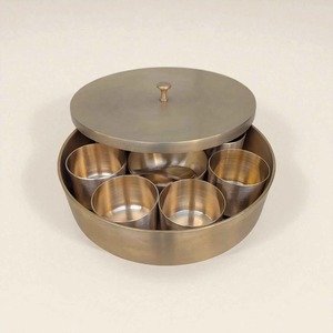Trendy Handmade Metal <b>Spice</b> Box Decorative Lid High Quality Kitchen Masala <b>Storage</b> Organizer Best Quality Container - Product Image 3