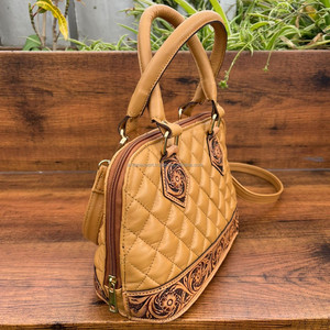 New 2025 Wholesale Custom Women's Fashion High Quality Hand Tooled <b>Quilted</b> Genuine Leather Crossbody Shoulder Handbag Mommy Bags - Product Image 5