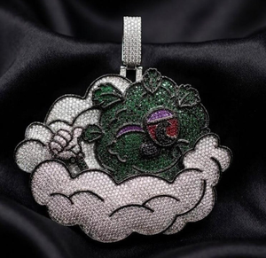 Pendentif personnalisé en moissanite, motif dessin animé, en argent sterling 925, plaqué rhodium, bijou rond brillant, cadeau - Product Image 1