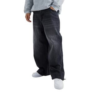 Jean en denim délavé vintage 100% coton respirant tissé taille haute décontracté avec poches et logo personnalisé sur le devant – Meilleure vente - Product Image 4