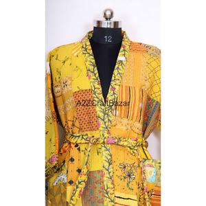 Kimono en coton imprimé floral Kantha pour femme, design léger, luxueux, respirant, patchwork pour l'hiver - Product Image 4
