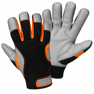 Gants d'assemblage en cuir gris, avec logo personnalisé, sangle réglable, OEM ODM, marque privée, vente en gros, fabricant, noir, orange - Product Image 1