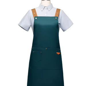 Custom Logo Leather Twill Adjustable Cross Back Long Sleeve <b>Apron</b> for Unisex Salon <b>Barista</b> Bakery Workwear - Product Image 6