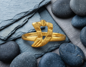DIVYORO SCROLLWORK แหวนคลาสสิกสำหรับผู้หญิงชุบทอง 22k - Product Image 3