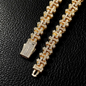New Luxury HipHop Cuban 22mm <b>Iced</b> <b>Out</b> Moissanite S925 Sterling Silver Rose Gold Plated Raised Pointer Cuban Link <b>Chain</b> Men's - Product Image 6