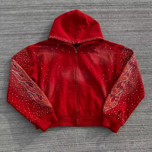 Ensemble de survêtement pour homme avec sweat à capuche imprimé personnalisé et pantalon de survêtement évasé orné de strass, idéal pour l'hiver - Product Image 2