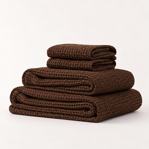 Juego de Toallas de Baño de Algodón Tipo Waffle de 400 a 599 GSM, Colores y Logotipo Personalizados para Compradores Mayoristas de Marca Privada - Product Image 1