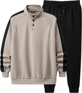 Ensemble de survêtement décontracté 2 pièces pour homme : sweat-shirt léger à boutons et pantalon de jogging - Product Image 1
