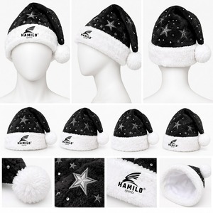 Chapeau de Noël HAMILO en fausse fourrure rose avec broderie étoile à paillettes et pompon pour femme - Product Image 3