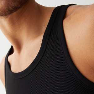 Camiseta sin mangas de punto con cuello redondo para hombre, color negro, informal, lisa - Product Image 5