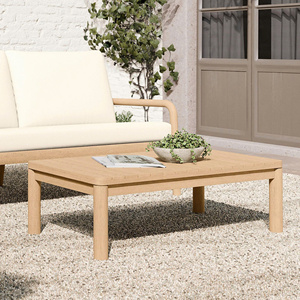 Modern <b>Wood</b> <b>Outdoor</b> Coffee <b>Table</b> with Slatted Top for Patio Garden Lounge - Product Image 4