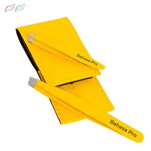Juego de Pinzas Amarillas con Estuche, Pinzas Inclinadas de Alta Precisión de Acero Inoxidable, Herramientas de Aseo, Pinzas para Cejas OEM ODM con Logotipo Personalizado - Product Image 1