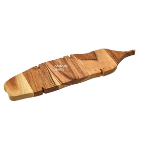 เขียงและสับใบกล้วยทำมือเขียงไม้อะคาเซียกระดานครัวแนวชนบทธรรมชาติสำหรับเสิร์ฟแกะสลัก - Product Image 2