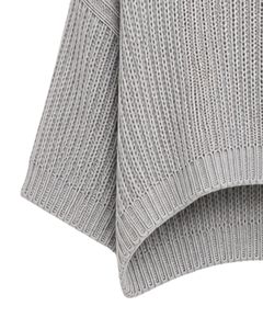 Pull court en maille gris pour femme, coupe ample, manches courtes, respirant, léger, décontracté, tendance, pour l'été - Product Image 3