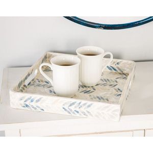 Plateau de service durable en bois et nacre, conçu pour un usage quotidien, destiné aux hôtels de luxe et aux restaurants haut de gamme - Product Image 1