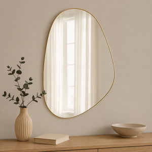 Gold Irregular Organic Wall <b>Mirror</b> <b>Thin</b> Metal Frame Decorative <b>Mirror</b> for Bedroom Living Room Entryway Home Decor - Product Image 1