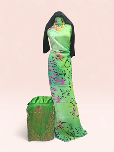 Conjunto de Tela Dirac Suiza Floral Premium - Elegante Atuendo Tradicional Somalí con Chal y Borde a Juego - Product Image 5