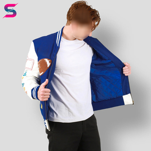 Good Supplier White Blue Contrast Color With Wholesale Rate New Arrival Best Quality Winter Men College Baseball Jackets - Product Image 2