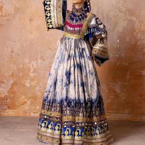 Hot Selling Latest Designs Breathable Long-Length A-Line Floral Print 100% Silk Afghan Kuchi <b>Dresses</b> Women Wholesale <b>Dress</b> Girls - Product Image 3