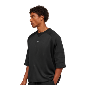 T-shirt de sport graphique surdimensionné pour homme, respirant, coupe ample, idéal pour l'entraînement et le fitness, noir - Product Image 4