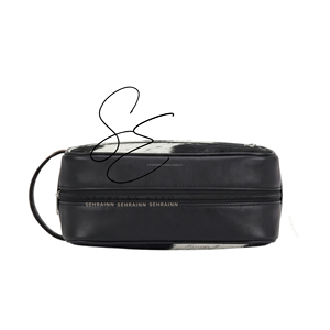 Tooled Leather Dopp Kit Cosmetic <b>Case</b> Medium Size Zipper Closure Portable <b>Makeup</b> Bag Soft Handle Modern Style Toiletry Pouch - Product Image 3