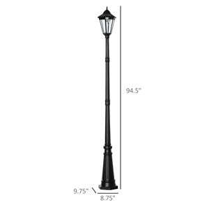 92.5% Outdoor Solar Powered Streetlight Lamp <b>Post</b> Clear Glass Black Product Category Solar Garden <b>Lights</b> - Product Image 6