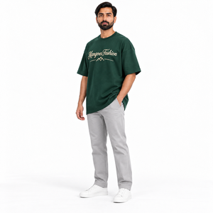 T-shirt tricoté pour homme 180g 100% polyester, col côtelé, coupe oversize, épaules tombantes, grammage lourd, vierge, streetwear - Product Image 5
