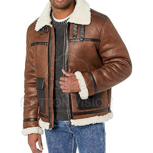 Veste en cuir véritable pour homme, doublée de fourrure, chaude pour l'hiver, veste en peau de mouton pour homme, taille adulte - Product Image 6