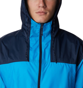 Veste coupe-vent à capuche pour homme, color-block, bleu marine, fermeture éclair, décontractée, vêtement d'extérieur pour le printemps - Product Image 3