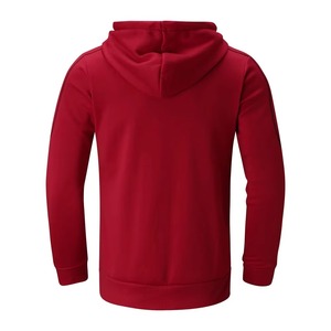 Men's Red Hooded Zip-Up Sweatshirt With <b>Black</b> Jogger <b>Pants</b> Casual Tracksuit Set Solid Color Full Sleeve Autumn Wear - Product Image 3