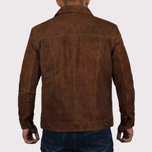 Premium Men's Logan Brown <b>Suede</b> Leather <b>Jacket</b> - Product Image 2