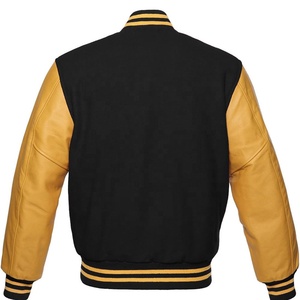 Custom <b>Mens</b> Wool & Leather Varsity Letterman Jacket Embroidered Logo Baggy Fit Striped Ribbed Baseball College Jacket - Product Image 2