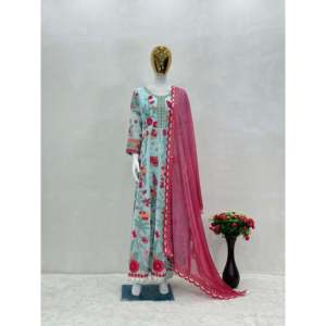 Traje Salwar Kameez de Seda Karma Fashion Designer para Fiesta con Bordado de Lentejuelas Negro Talla M - Product Image 4