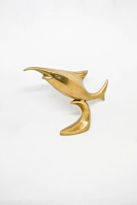 Sculpture de poisson en laiton antique, figurine décorative pour table console, étagère et accent d'intérieur. - Product Image 6