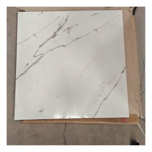 Carreaux de porcelaine aspect marbre blanc 600x600mm PGVT GVT finition brillante pour sol et mur, fournisseur mondial, aspect marbre premium, émaillés - Product Image 1