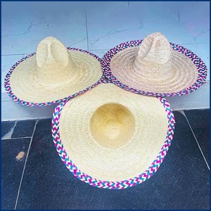 หมวกสานทรงโซมเบรโรแบบเม็กซิกันสำหรับฤดูร้อน ปีกกว้าง ปักลายด้วยมือ ลายตารางสีฟางข้าว สำหรับใช้ที่ชายหาด ขายส่ง - Product Image 5