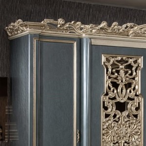 Luxury Victoria Classic Mahogany <b>Wardrobe</b> Hand Carved Gold Accent Elegant Wooden Closet Premium Bedroom Furniture Customized - Product Image 5