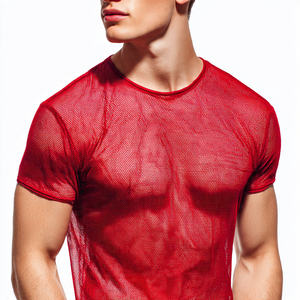 T-shirts en maille transparente 100 % polyester pour hommes, maillots de bain en résille, hauts de plage, t-shirts transparents pour soirées et clubs - Product Image 5