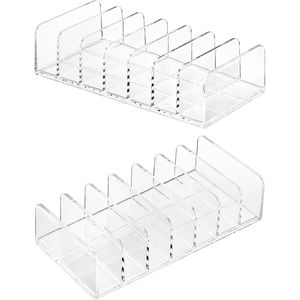 Set di 2 Organizzatori Trasparenti in Plastica per Scrivania e Cassetti, Vassoio per Posta e Contanti con 7 Scomparti, Divisorio per Documenti e Buste - Product Image 1