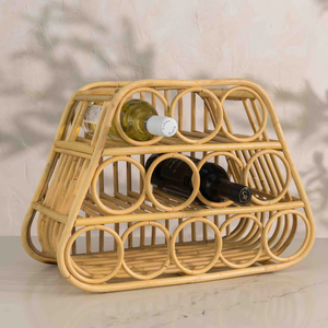 Support mural en rotin naturel pour bouteilles de vin, idéal pour la présentation dans la cuisine, le bar ou la salle à manger – Fabriqué au Vietnam - Product Image 3