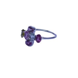 Anillo Clásico de Plata de Ley 925 con Turmalina Multicolor para Mujer, Joyería Plateada para Bodas - Product Image 2