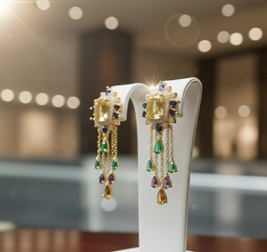 Pendientes de Piedra Verde Amarilla, Plata de Ley 925, Chapados en Oro de 18K, Hechos a Mano, Joyería Elegante, Regalo para Ella - Product Image 5