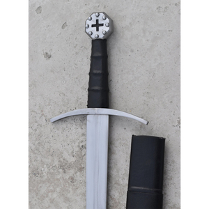 Épée décorative de chevalier templier médiéval avec fourreau en cuir - Product Image 5