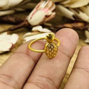 Best Product Pineapple Rings Boho Brass Band For <b>Women</b> 18k Gold Plated Fruit Dainty Charm Fine Jewelry For Wholesale/OEM/ODM - Product Image 3