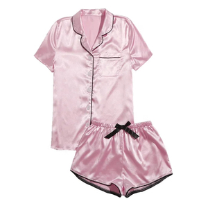 Ensemble de pyjama d'été en tissu tricoté respirant pour femmes, vêtements de nuit offrant une sensation fraîche et relaxante pour une expérience de sommeil réparateur - Product Image 1