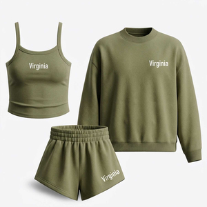 Conjunto de 2 Piezas para Mujer, Color Verde Azulado Sólido, Corte Regular Informal, Top sin Tirantes, Pantalones Cortos con Cintura Elástica, Verano, Poliéster/Algodón - Product Image 5