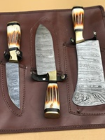 Ensemble de couteaux de cuisine pour usage professionnel-Bord aiguisé-Ensemble de 9 pièces-Fait à la main-Sac en cuir-Acier Damas