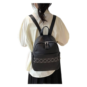 Genuine Leather Minimalist <b>Backpack</b> With Zipper Closure Shoulder <b>Straps</b> Unisex Daily Use Softback Below 24L Durable Design - Product Image 5