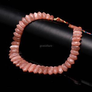 Flashy <b>Peach</b> Moonstone Beaded Necklace For Women Handmade Gemstone Choker Statement Jewelry Natural Moonstone Necklace Elegant - Product Image 2